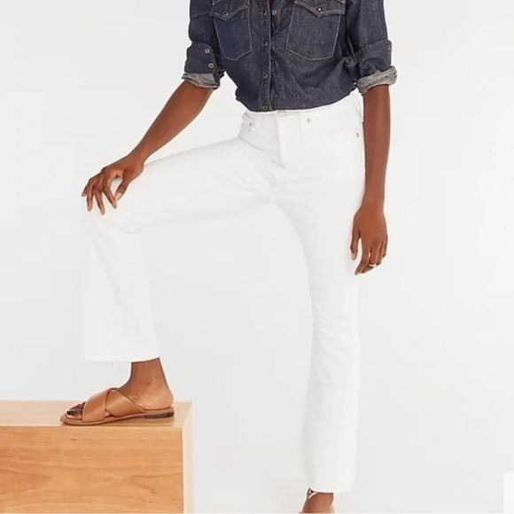New J Crew Billie Demi Boot Crop Jeans White Size 33 - Picture 1 of 11
